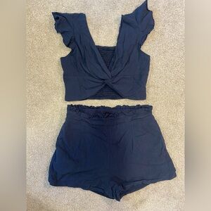 SHEIN Deep Blue Crop and Short Set